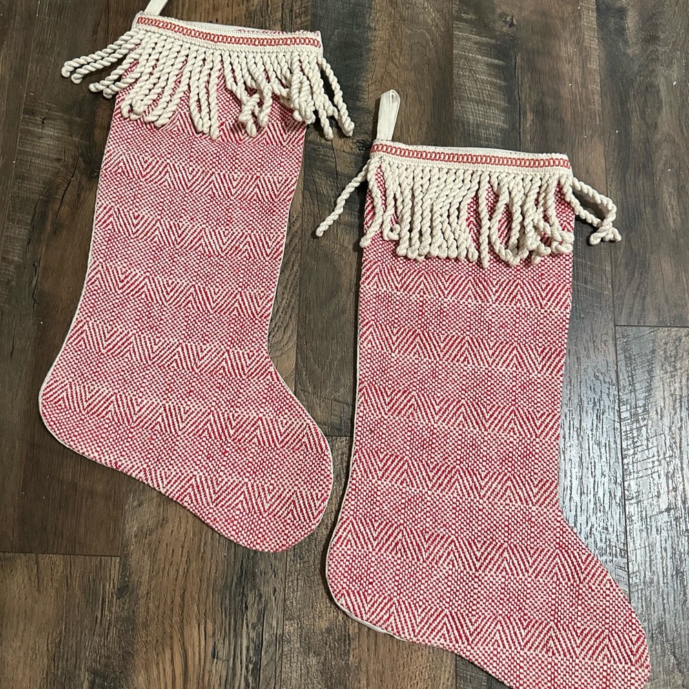 Red and Cream Holiday Stockings